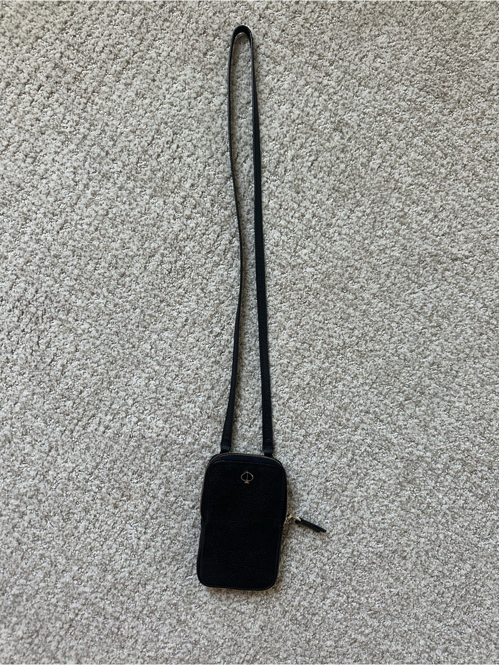 kate spade Black Pebbled Leather Crossbody Phone Pouch
